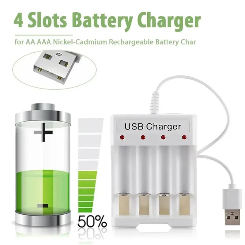 Alasicka 3/4-Slot USB AA AAA Battery Charger with Protection Battery Charger Babs