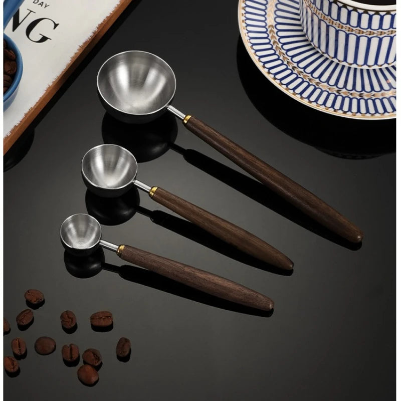 Wooden Handle Stainless Steel Measuring Spoons – Kitchen Scoop Measuring Spoons Babs