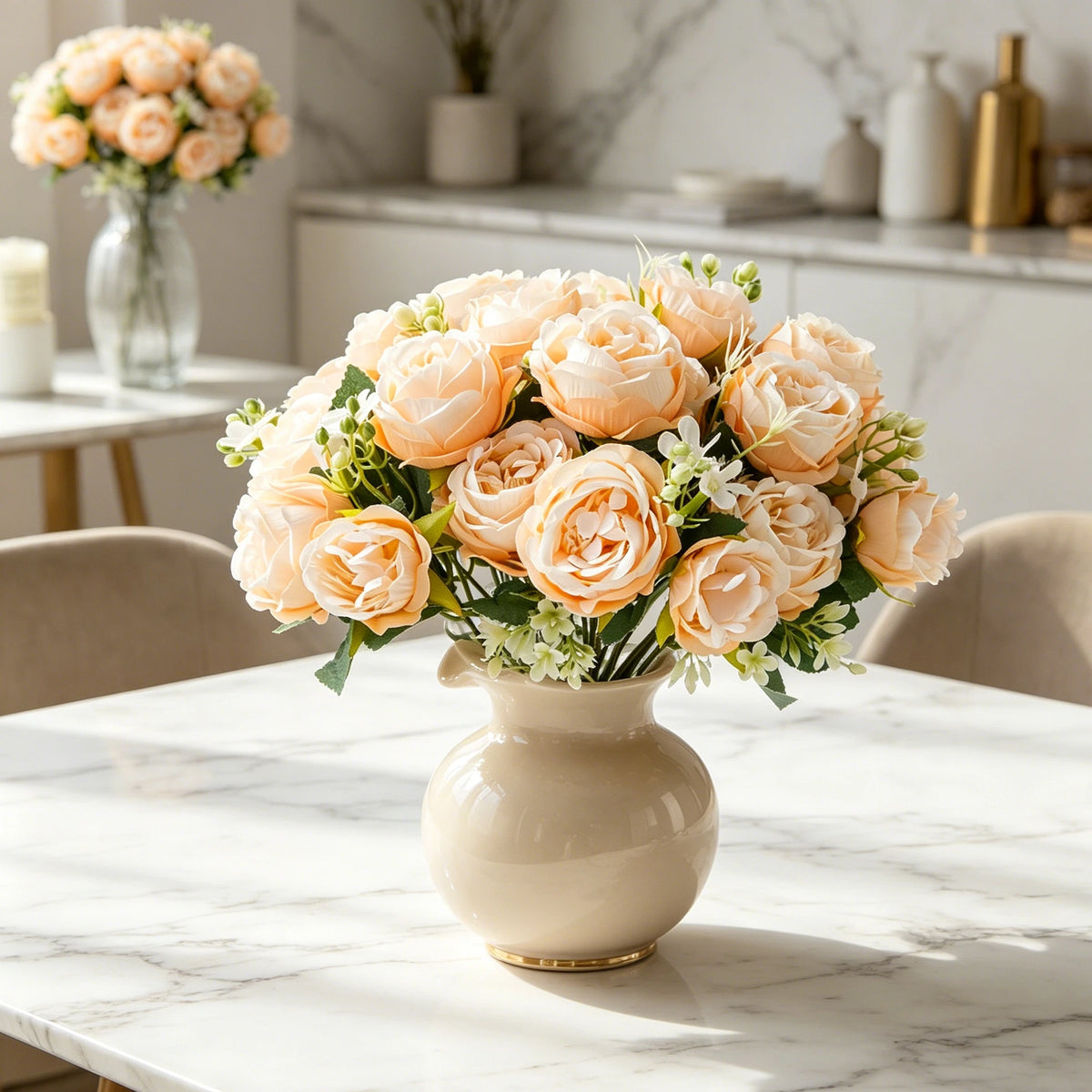 Artificial Silk Peony & Rose Bouquet – Wedding & Home Decor Artificial Flower Bouquet Babs