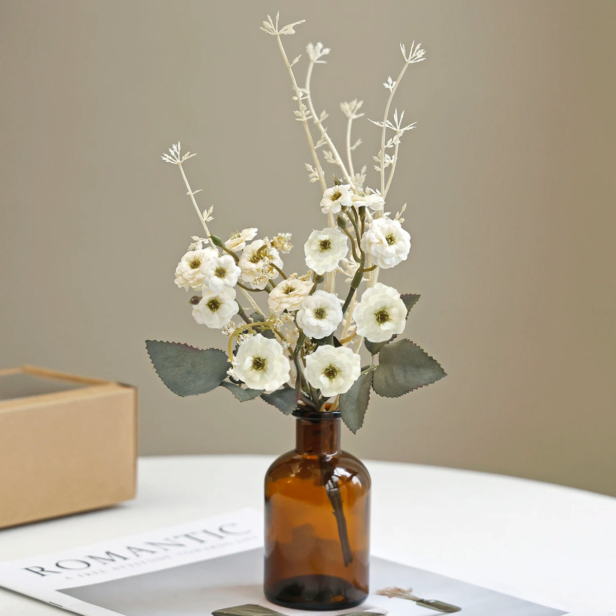 ZQCY Silk Peony Artificial Flower Bouquet with Vase & Gift Box Artificial Flower Bouquet Babs