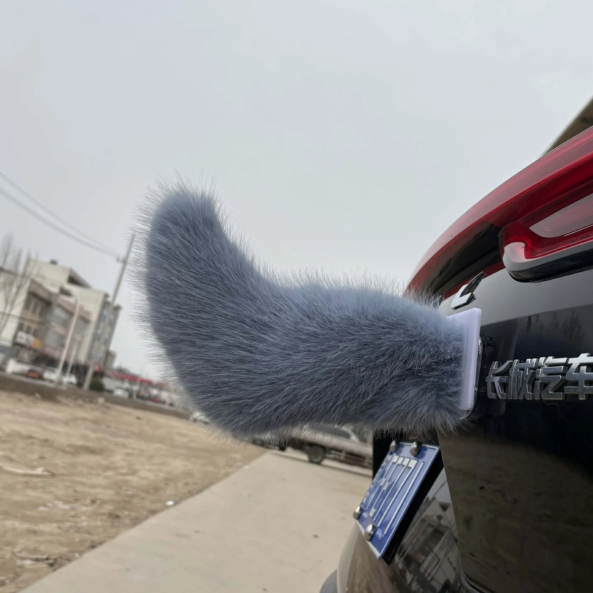 Electric Wagging Faux Fox Tail Car Ornament | Remote Control Car Exterior Ornament Babs