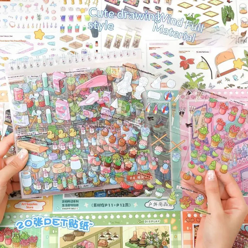 3D Shop Scene DIY Sticker Book – 10-in-1 Scrapbook Album DIY Craft Sticker Book Babs