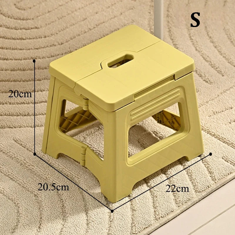 Folding Step Stool – Lightweight Non-Slip Plastic Stool for Home Folding Step Stool Babs S-Yellow