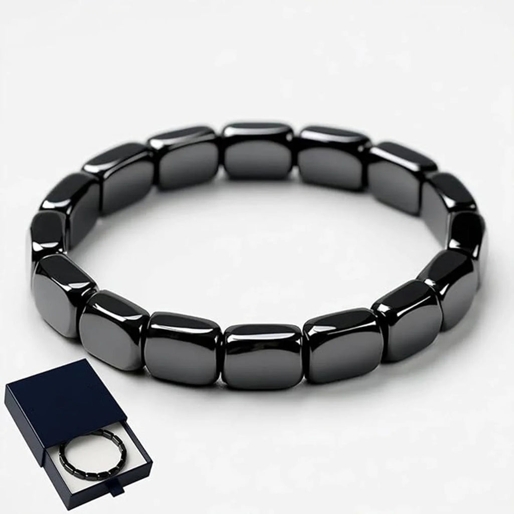 Men's Natural Hematite Stone Beaded Stretch Bracelet Stone Beaded Bracelet Babs AS SHOWN One Size