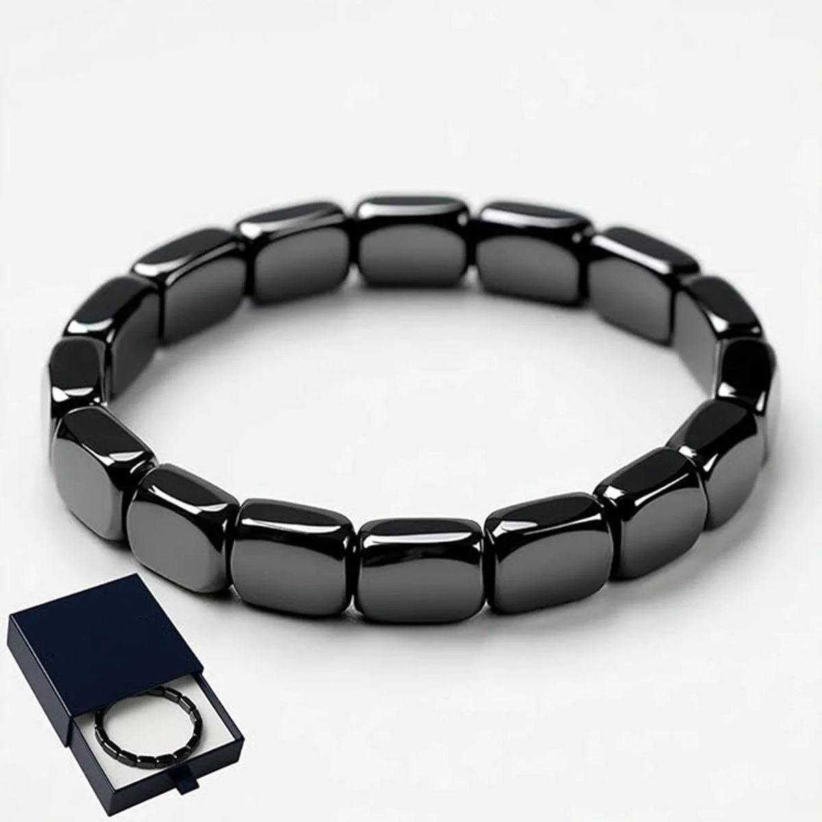 Men's Natural Hematite Stone Beaded Stretch Bracelet Stone Beaded Bracelet Babs AS SHOWN One Size