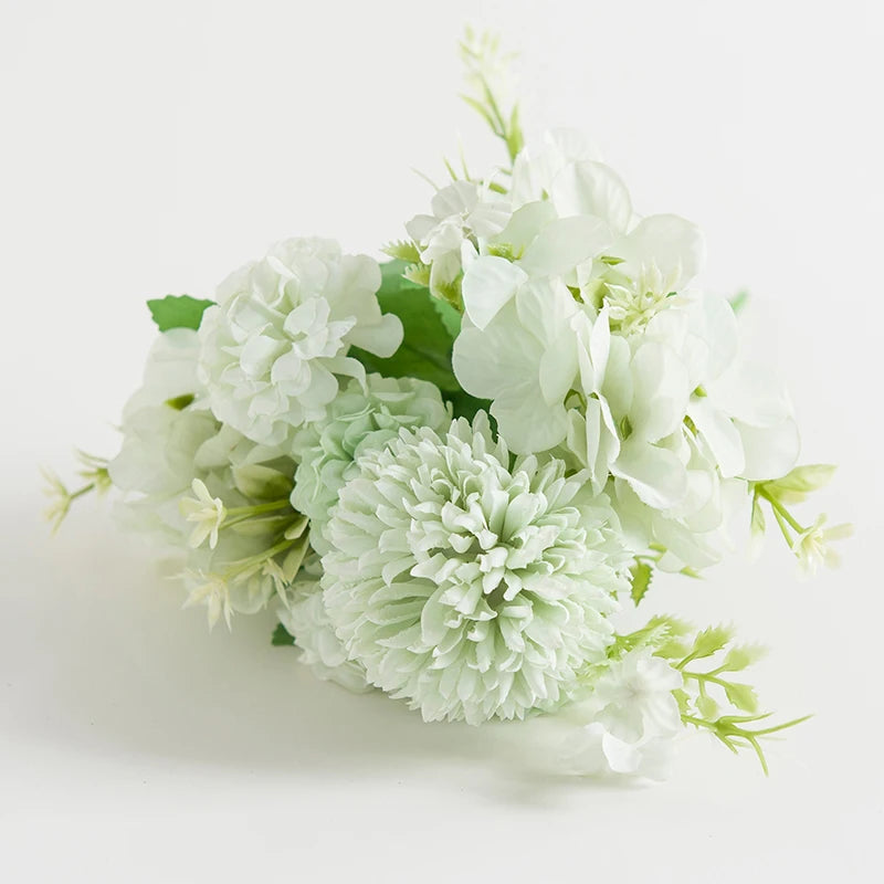 Silk Hydrangea Artificial Flowers for Wedding & Home Décor Artificial Silk Flowers Babs green 3 pcs