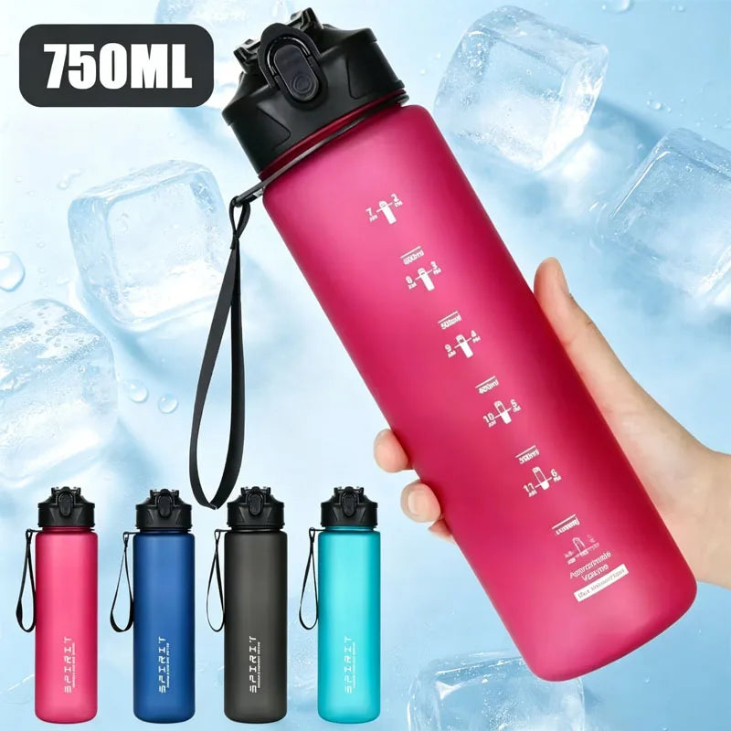 750ml Leak-Proof Sports Water Bottle with Straw & Cord Sports Water Bottle Babs