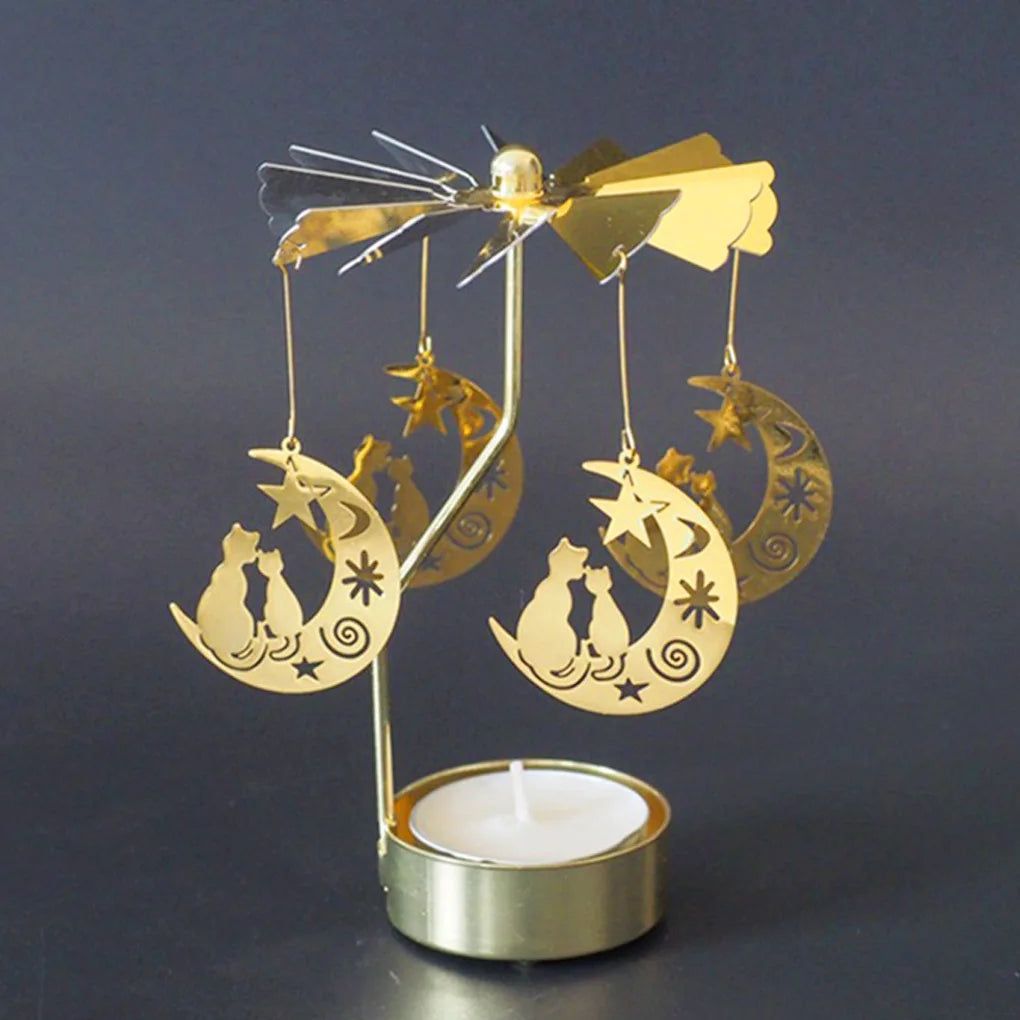Rotating Carousel Tea Light Candle Holder – Gold & Silver Candle Holder Babs