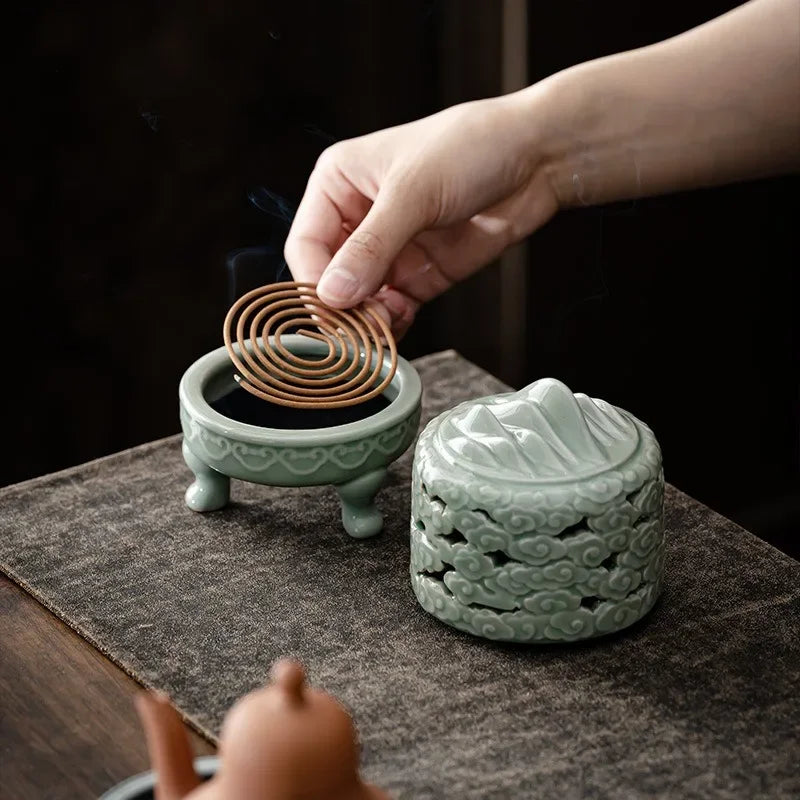 Ceramic Jiangshan Incense Burner – Handmade Sandalwood Holder Incense Burner Babs
