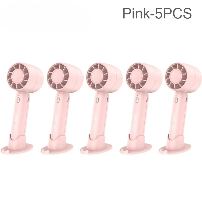 USB Rechargeable Mini Handheld Fan – 3-Speed Portable Desk Fan Handheld Portable Fan Babs Pink-5PCS