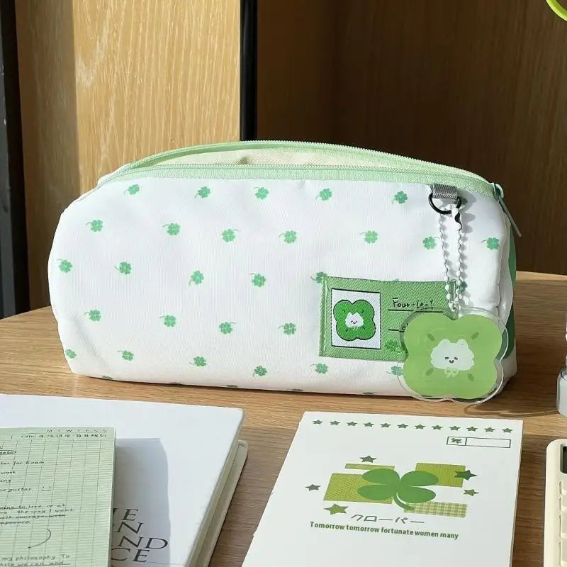Large Four-Leaf Clover Kitten Pencil & Cosmetic Organizer Case Pencil Case Organizer Babs