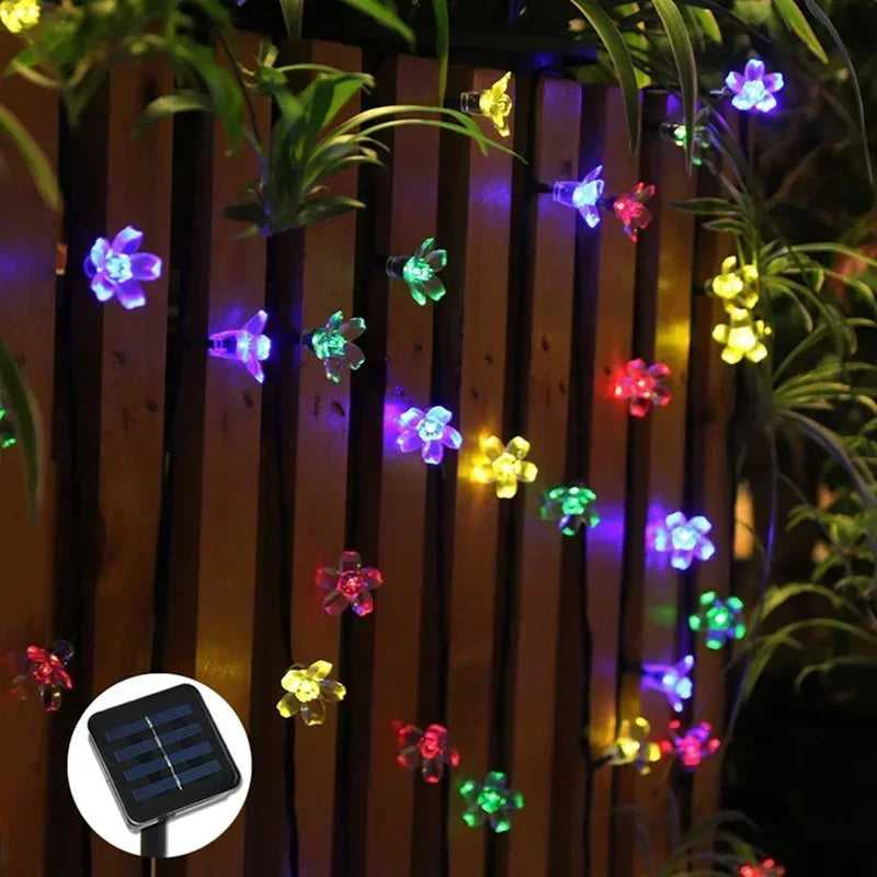 Solar Cherry Flower String Lights – 20m Waterproof Garden Garland Solar String Lights Babs Color 7M 50leds 8 modes
