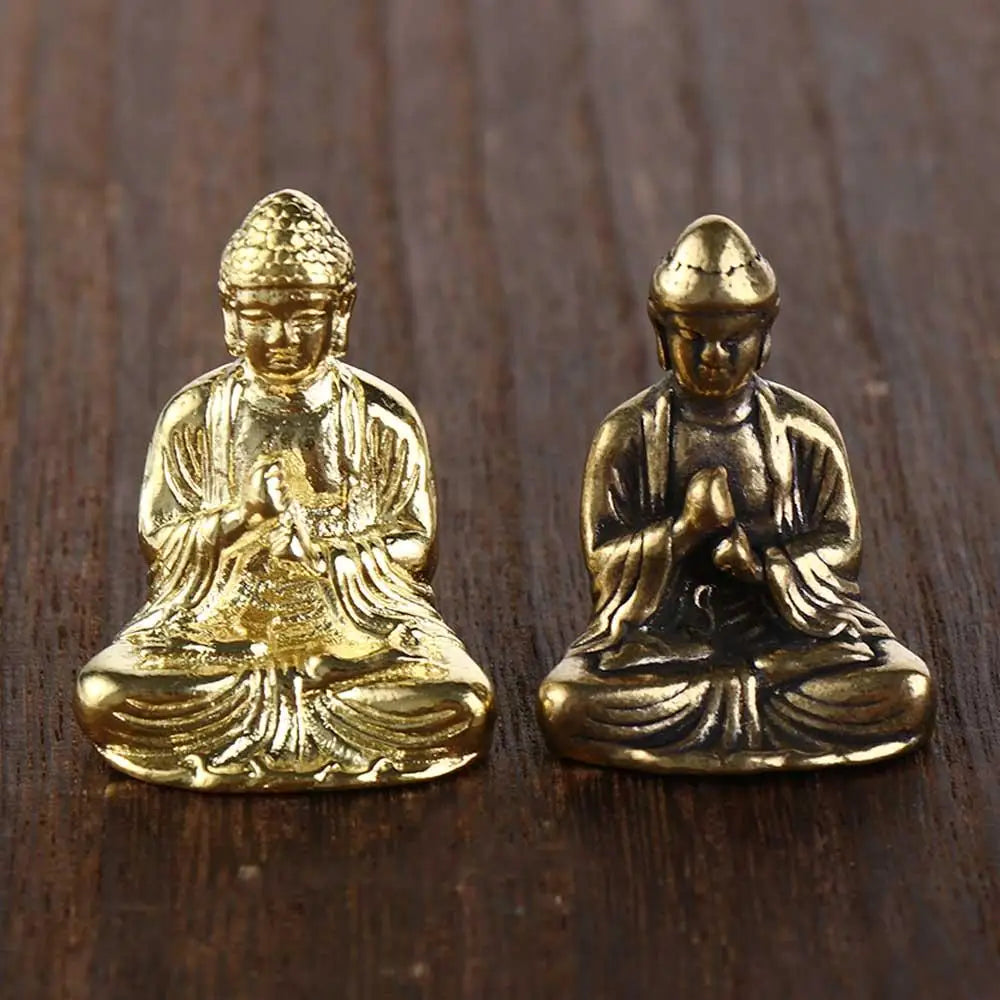 Miniature Brass Buddha Figurine Desktop Ornament | Bonsai Decor Decorative Figurine Babs
