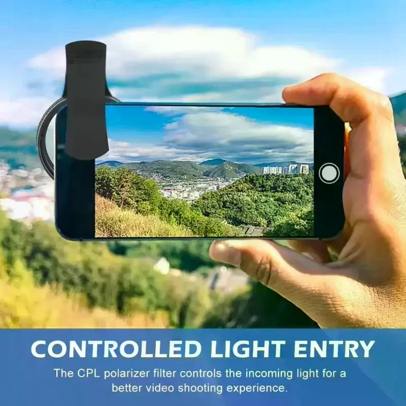 52/67mm Clip-On Phone CPL Filter – Anti-Glare & Color Boost Phone Camera Filter Babs