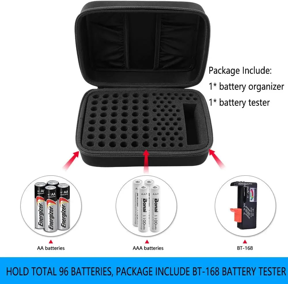 Battery Organizer Case + Tester – Holds 96 AA & AAA Batteries Battery Organizer Case Babs