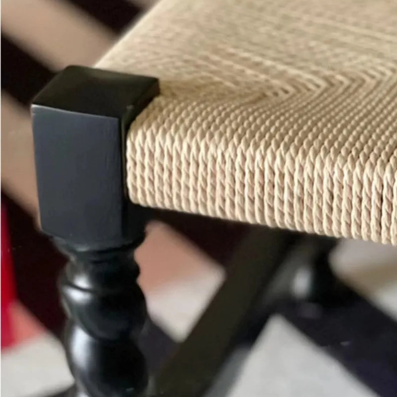 Woven Beech Wood Stool – Retro Accent Seat for Living Room Woven Accent Stool Babs