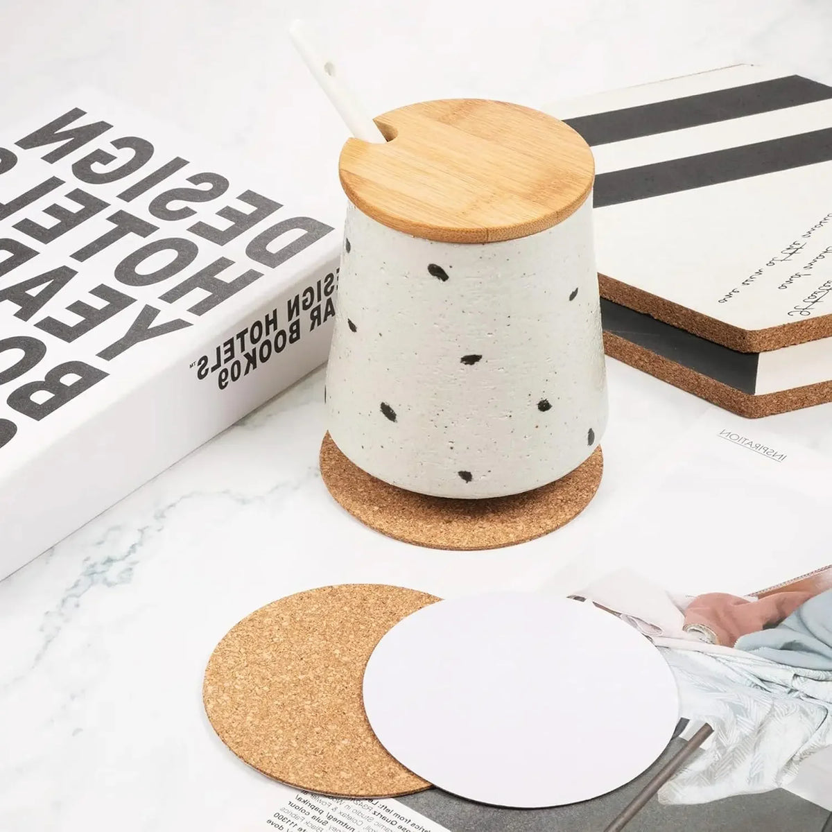 Self-Adhesive Cork Round Coaster Pads | DIY Heat Insulation Mats Cork Coaster Pads Babs