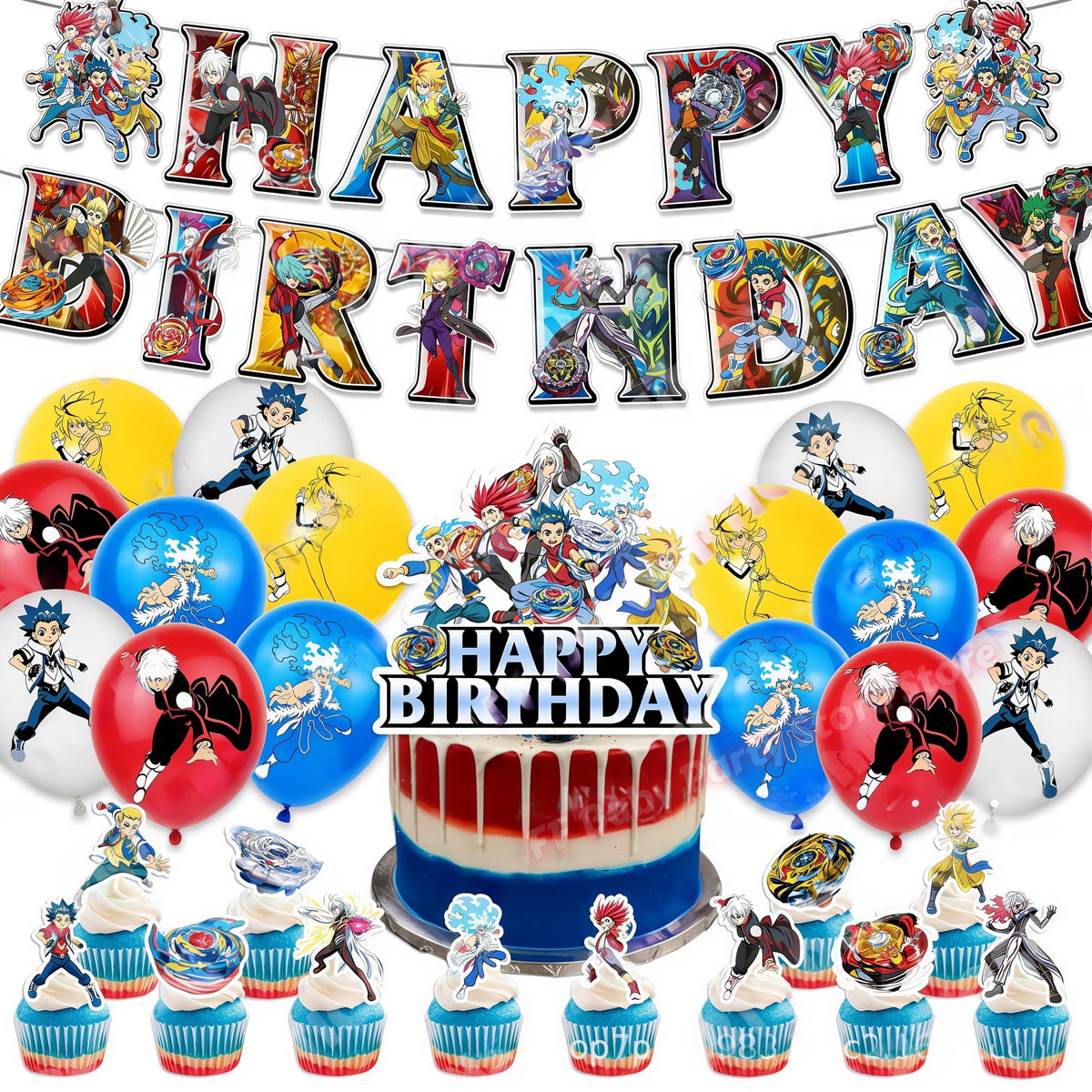 Beyblade & Bakugan Birthday Balloons Banner Party Decorations Party Decorations Set Babs 1set
