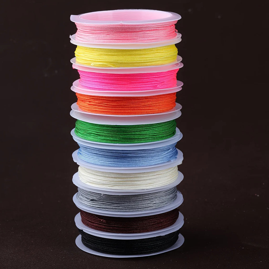 10-Roll Nylon Bead String Set – Mixed Colors for Jewelry Making Jewelry Beading Cord Babs