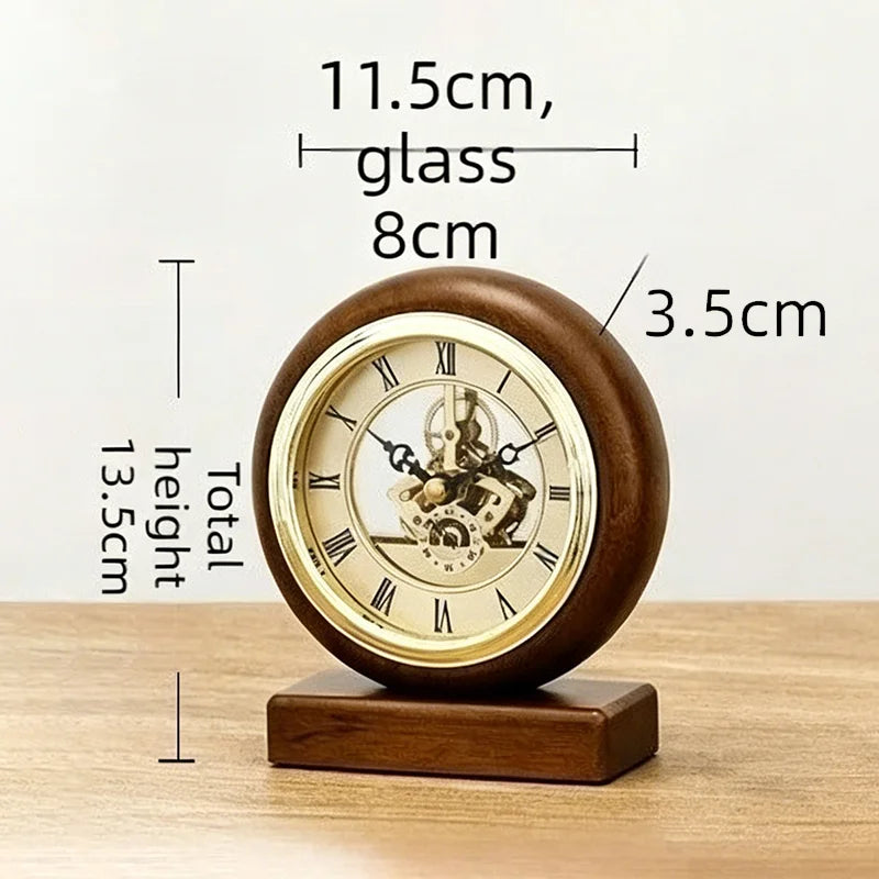 Vintage Solid Wood Desk Clock – Silent Movement, Walnut Finish Vintage Desk Clock Babs Small