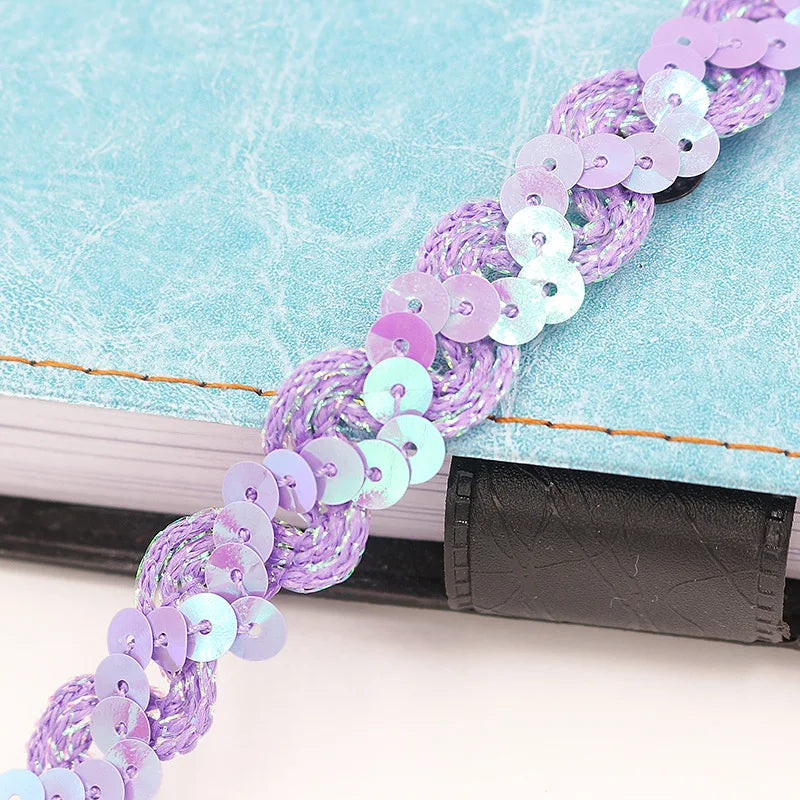 5M Laser Glitter Sequin Trim 1.5cm Flat Paillettes for Sewing Sequin Sewing Trim Babs light purple