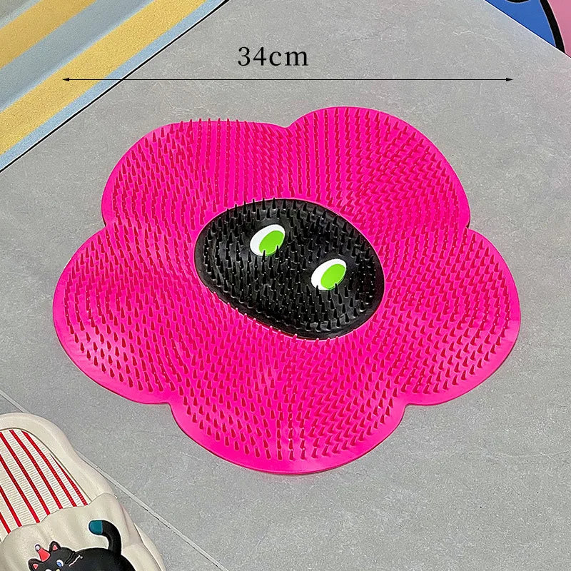 Silicone Flower Foot Scrubber Mat – Non-Slip Massage Shower Pad Foot Scrubber Mat Babs Magenta