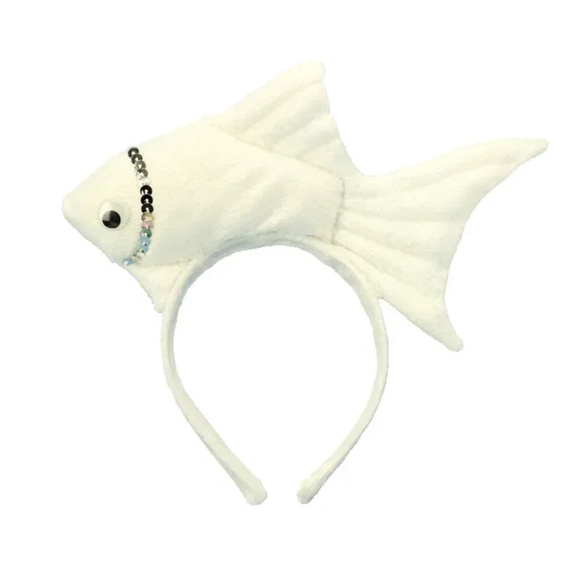 3D Fish Hair Hoop Headband – Costume Party Accessory for All Ages Costume Hair Headband Babs white