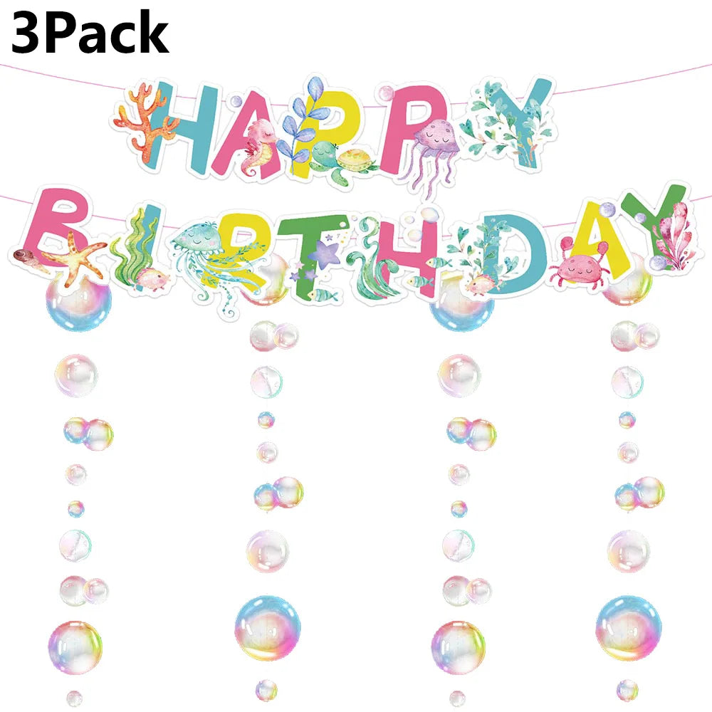 Under the Sea Birthday Party Supplies – Ocean Theme Decor Set Party Supply Set Babs VIOLET/紫罗兰