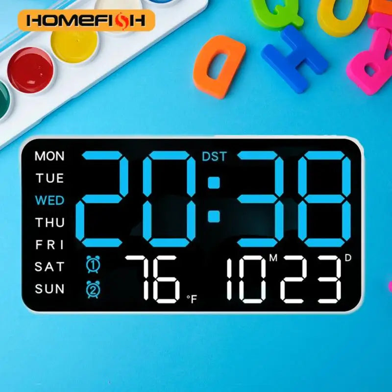 Giant LED Digital Wall Clock – Time, Temp & Date Display LED Wall Clock Babs