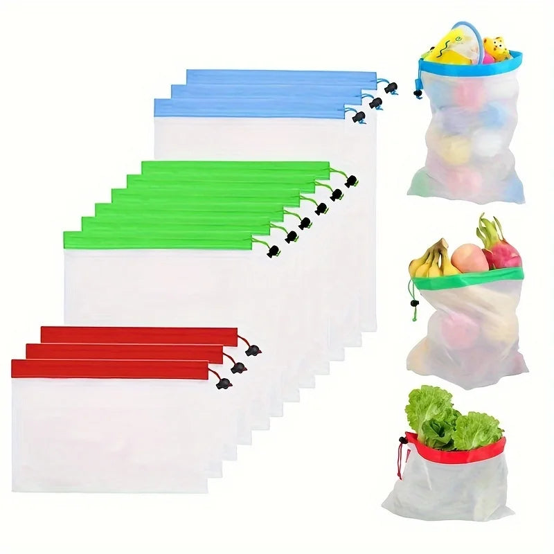 3-Pack Mesh Drawstring Storage Bags for Toys & Blocks Toy Storage Bags Babs
