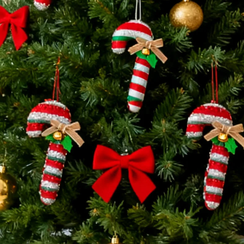 Christmas Tree Ornaments – Bow, Bells & Candy Cane Pendants Christmas Ornaments Babs