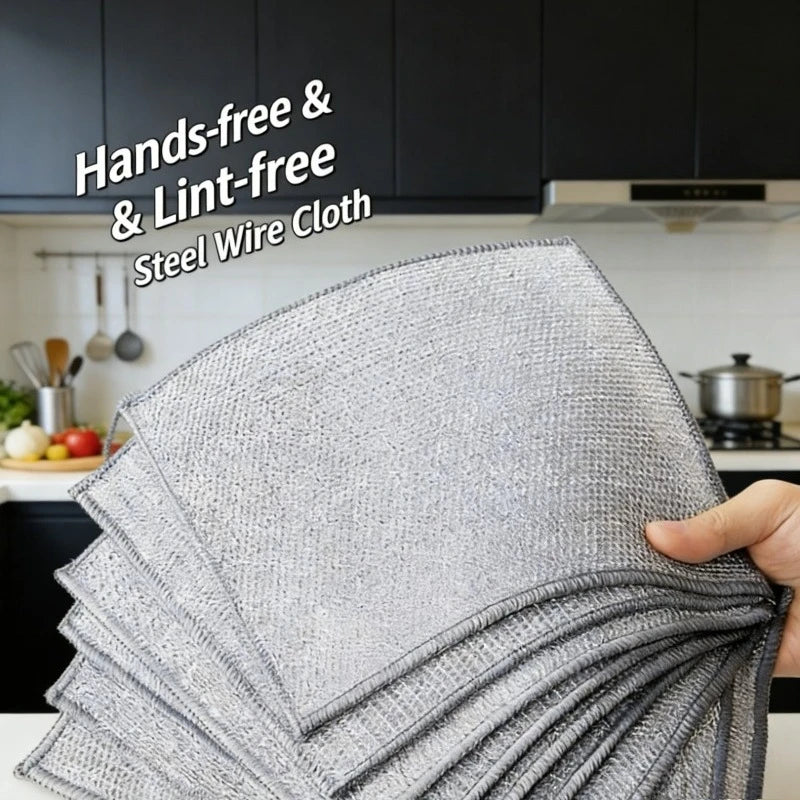 50PCS Silver Wire Cleaning Cloths – Kitchen Scrubber Dishcloths Kitchen Cleaning Cloth Babs