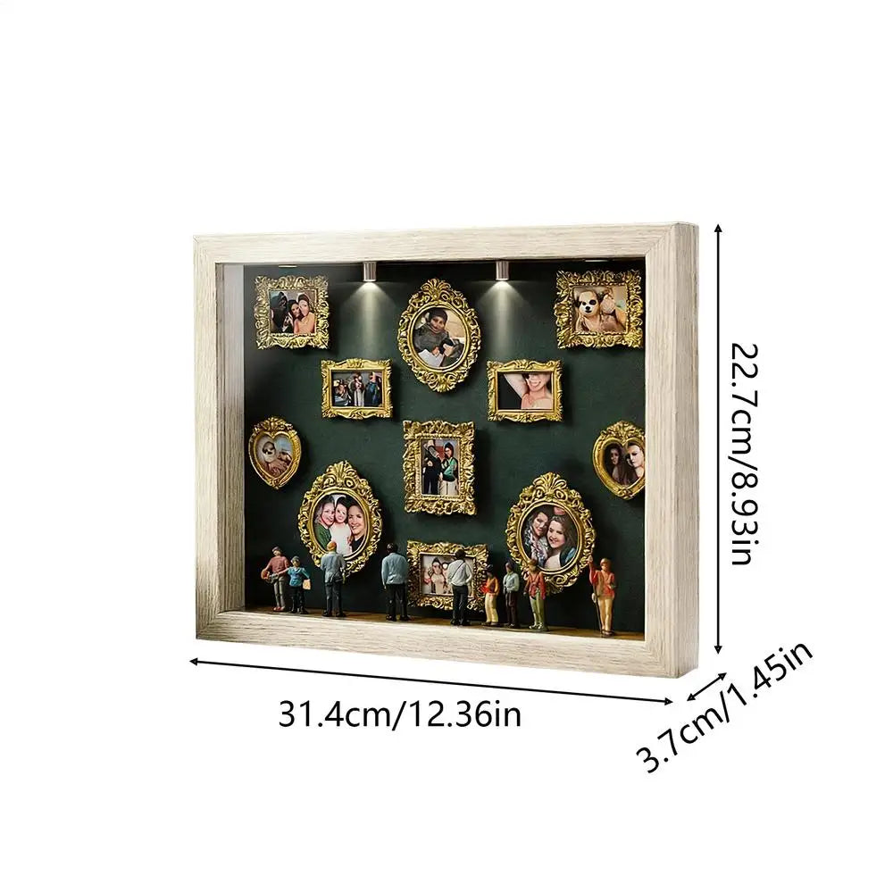 Mini Museum Silhouette Box Photo Display Case with Light Shadow Box Display Case Babs natural wood