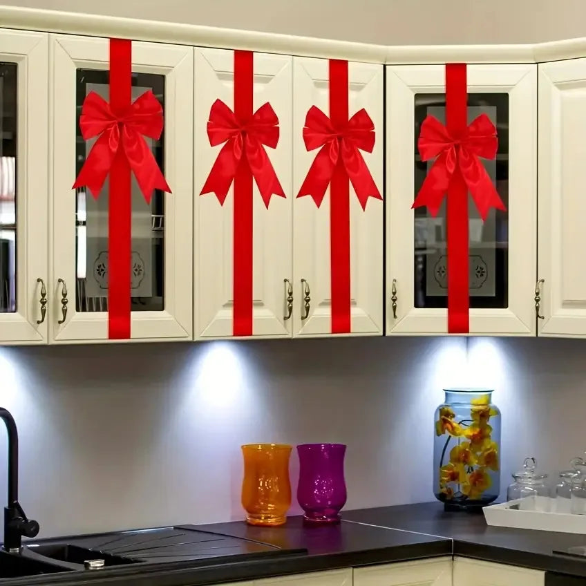 4pcs Reusable Christmas Bow Decorations with Adhesive Tape Holiday Bow Decorations Babs 4pcs