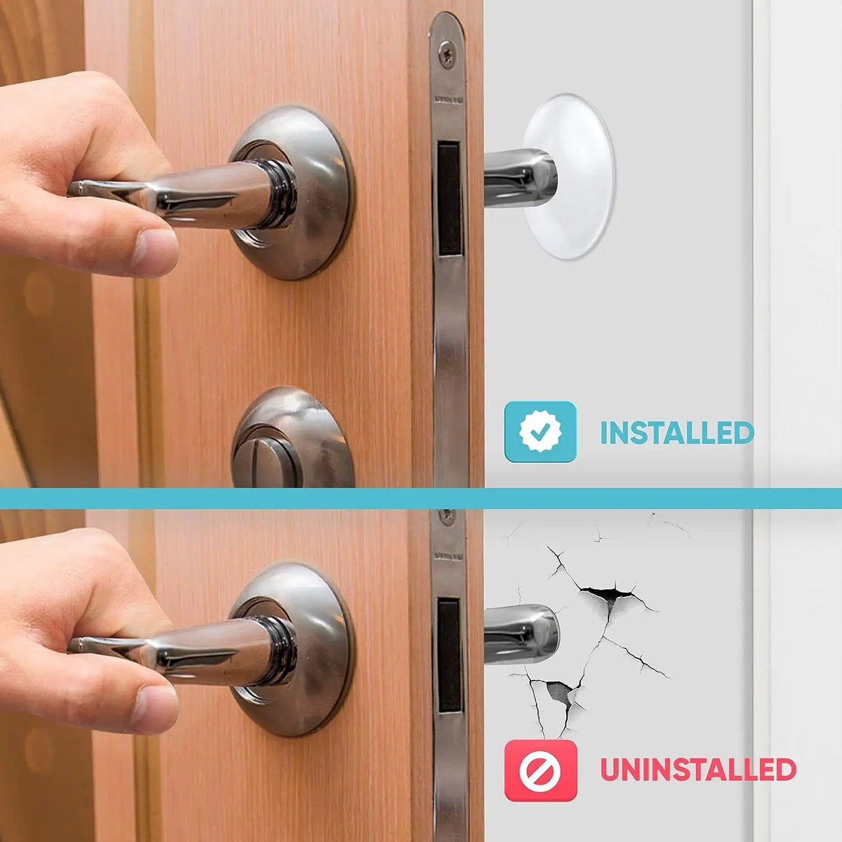 Transparent Door Knob Wall Protector Bumper Pads – 6 or 12 Pack Door Wall Protector Babs