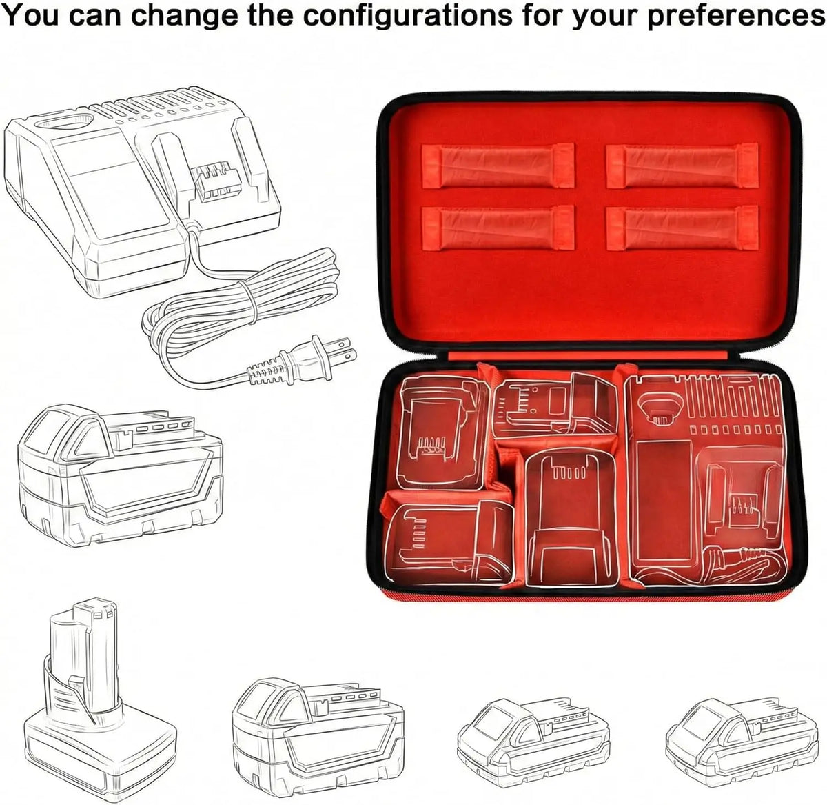 Extra Large Battery Carrying Case for M12/M18 – Paiyule Battery Storage Case Babs