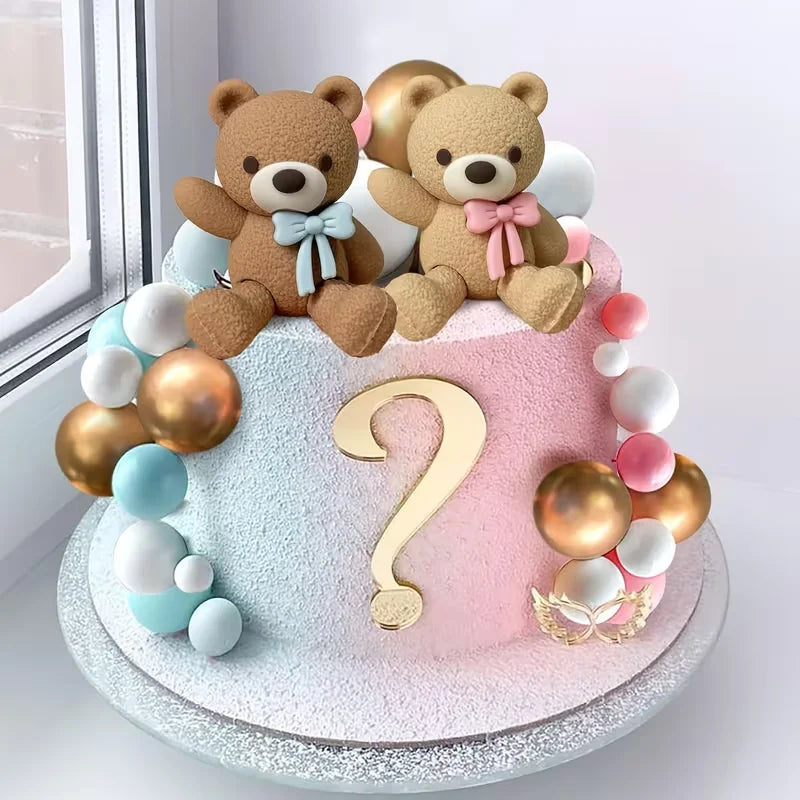 22Pcs Gender Reveal Cake Toppers Teddy Bear Party Decor Set Cake Topper Set Babs