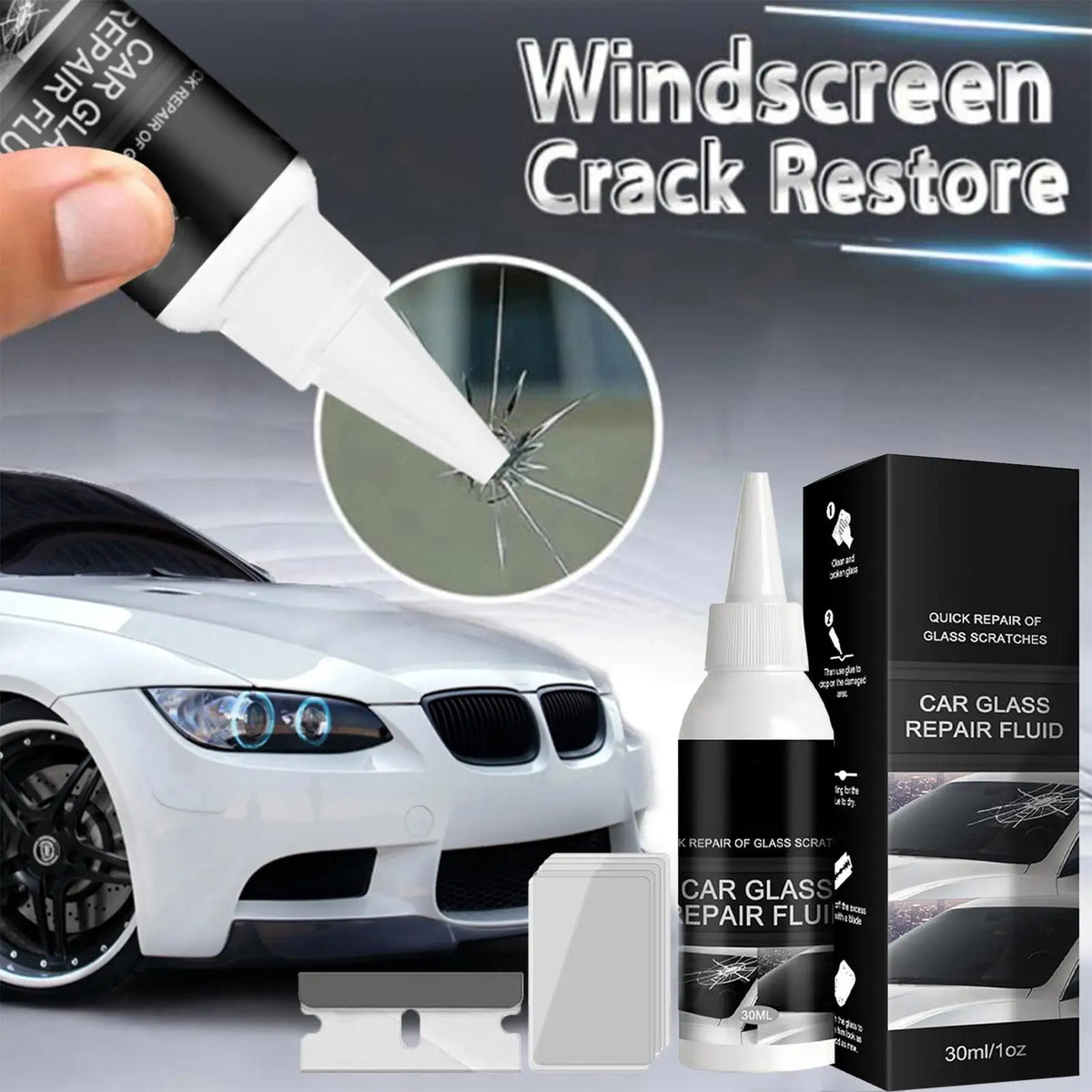 Car Windshield Repair Kit – DIY Chip & Crack Fix, 30ml Windshield Repair Kit Babs
