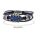 Retro Punk Guitar Charm Bracelet – Braided PU Leather Wrap Charm Wrap Bracelet Babs Blue