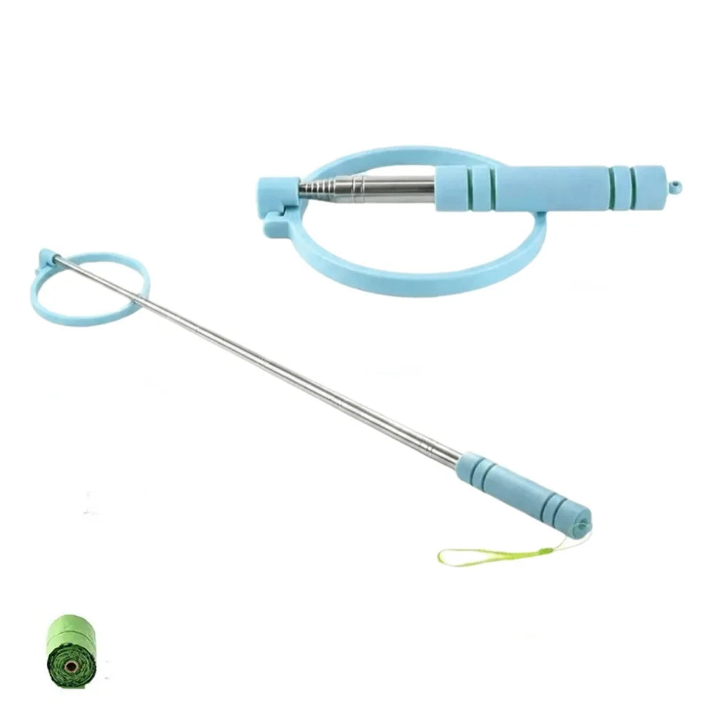 Retractable Dog Poop Scooper – Foldable Long Handle Pet Cleaner Dog Poop Scooper Babs Blue