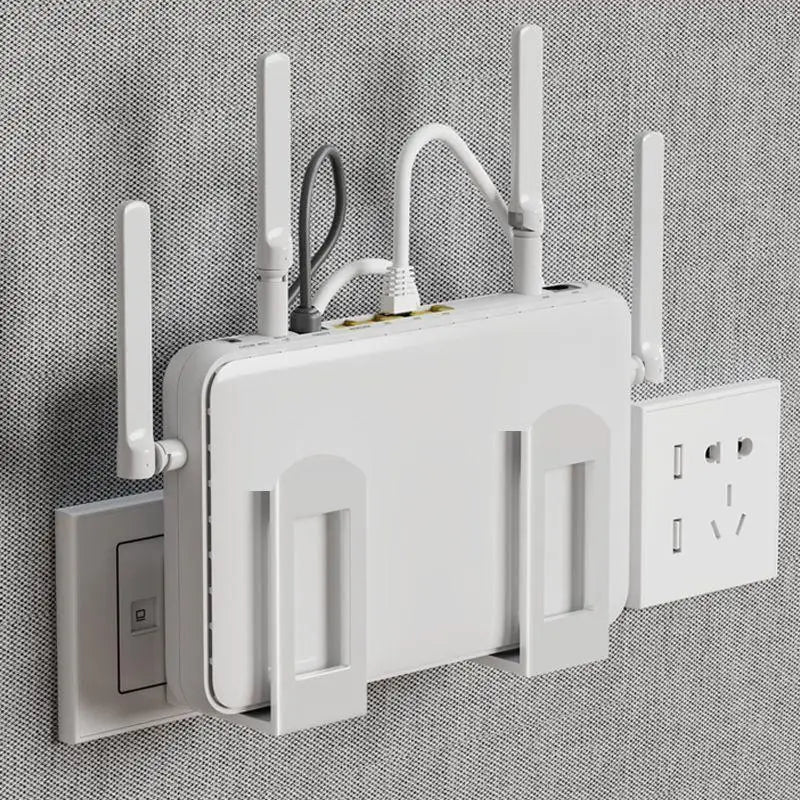 2pcs Wall Mount Router Storage Rack & Cable Management Box Wall Mount Storage Rack Babs