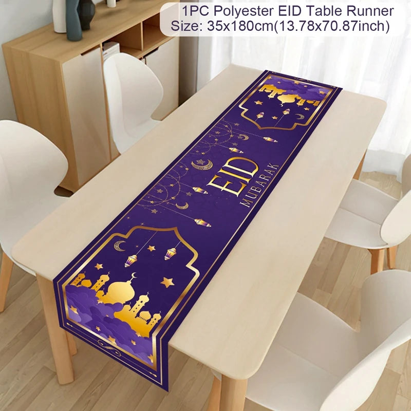 Ramadan Eid Mubarak Table Runner – Festive Polyester Tablecloth Festive Table Runner Babs 7