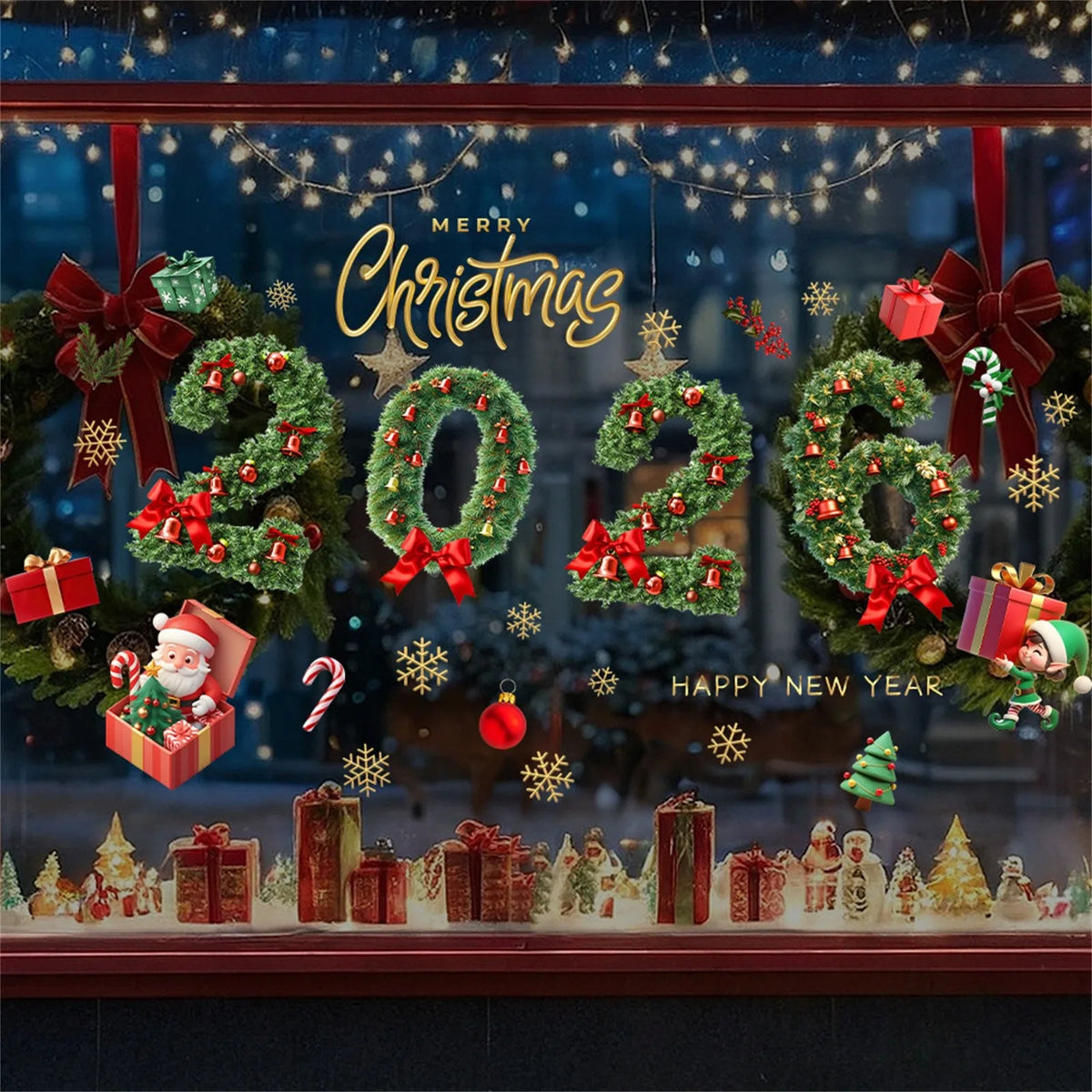 2026 Christmas Window Clings – Pine, Bell & Snowflake Decals Window Clings Babs as show