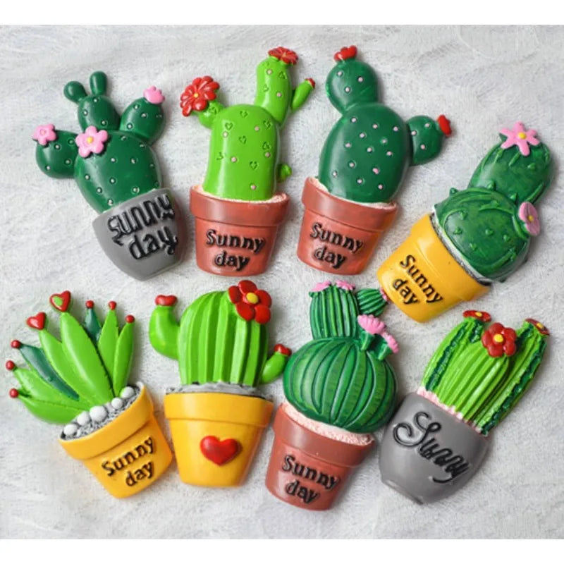 3D Cactus Fridge Magnet – Cute Resin Refrigerator Home Decor Decorative Fridge Magnet Babs