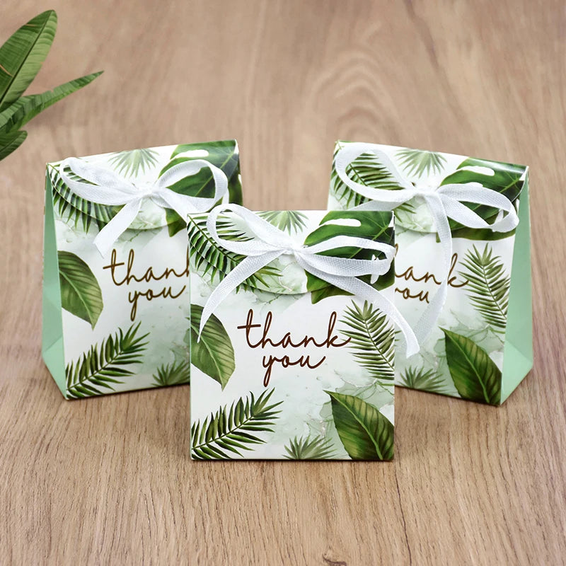 Thank You Candy Gift Boxes – Green Leaf Party Favor Bags Party Favor Gift Boxes Babs