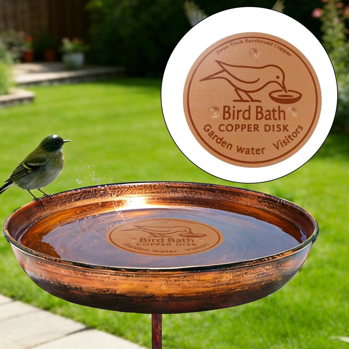 Copper Bird Bath Purifier Disk – Triple-Point Garden Accent Bird Bath Disk Babs