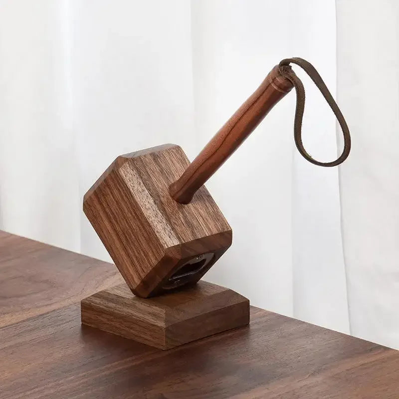 Wooden Hammer Bottle Opener with Magnetic Base | Fun Bar Gift Novelty Bottle Opener Babs
