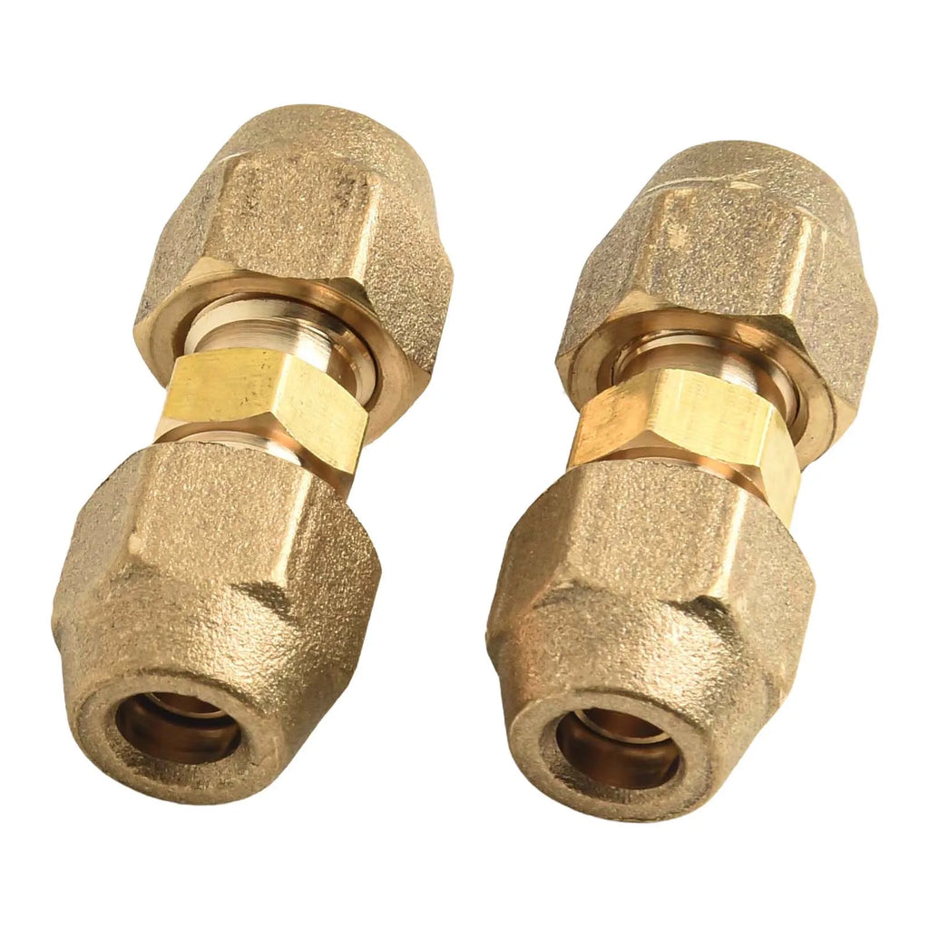 2PCS Copper Flare Double Nipple Pipe Connector 1/4"–5/8" HVAC Pipe Fitting Connector Babs 6.35mm