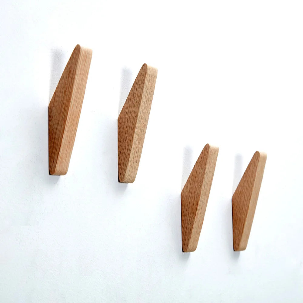 Natural Wood Wall Hook – Coat, Key & Hat Rack (1–4 Pcs) Wall Mounted Hook Babs