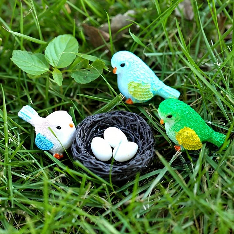 10pcs Cartoon Bird Resin Ornaments for Moss & Succulent Decor Miniature Garden Ornaments Babs